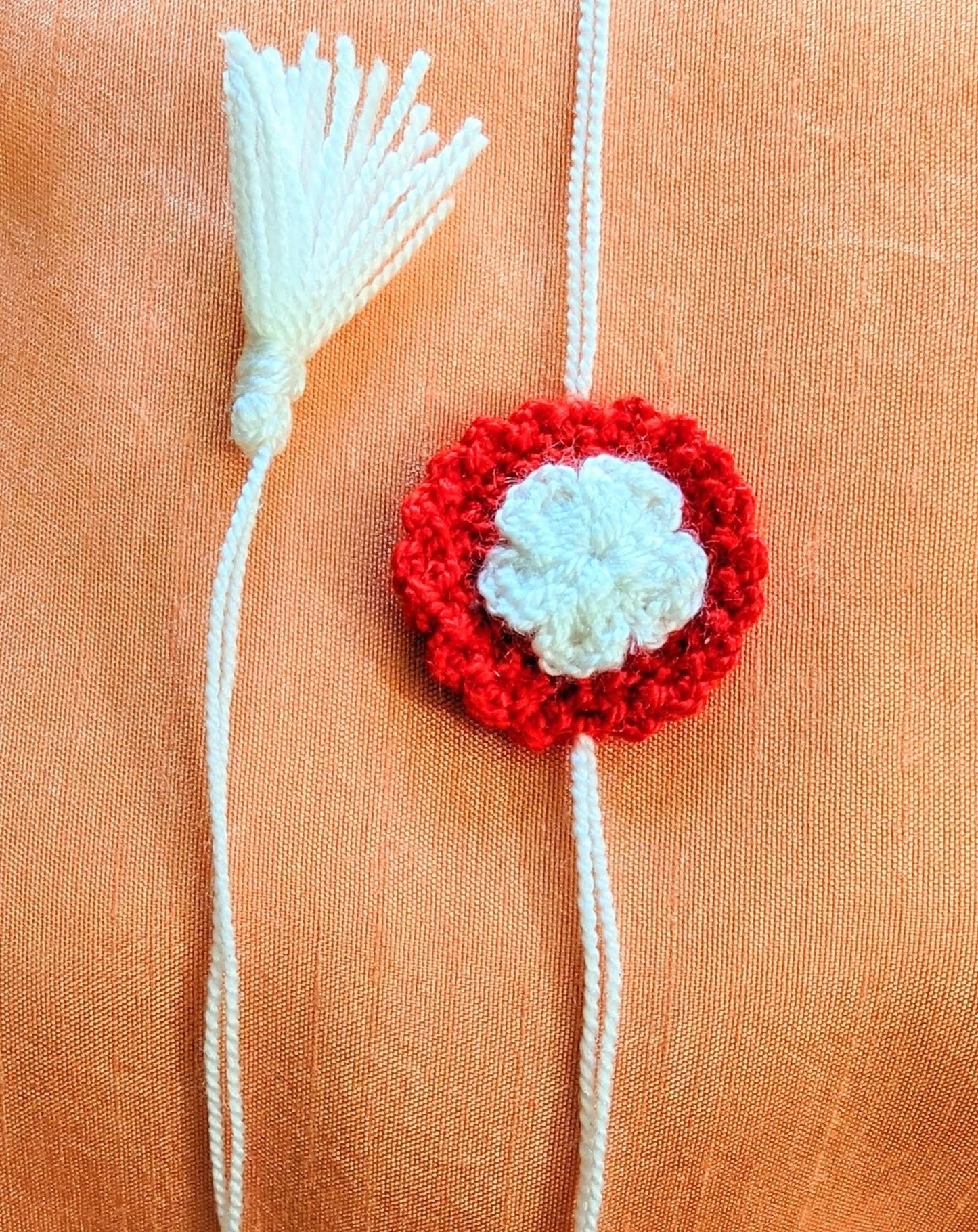 Red and White flower rakhi (complete set)